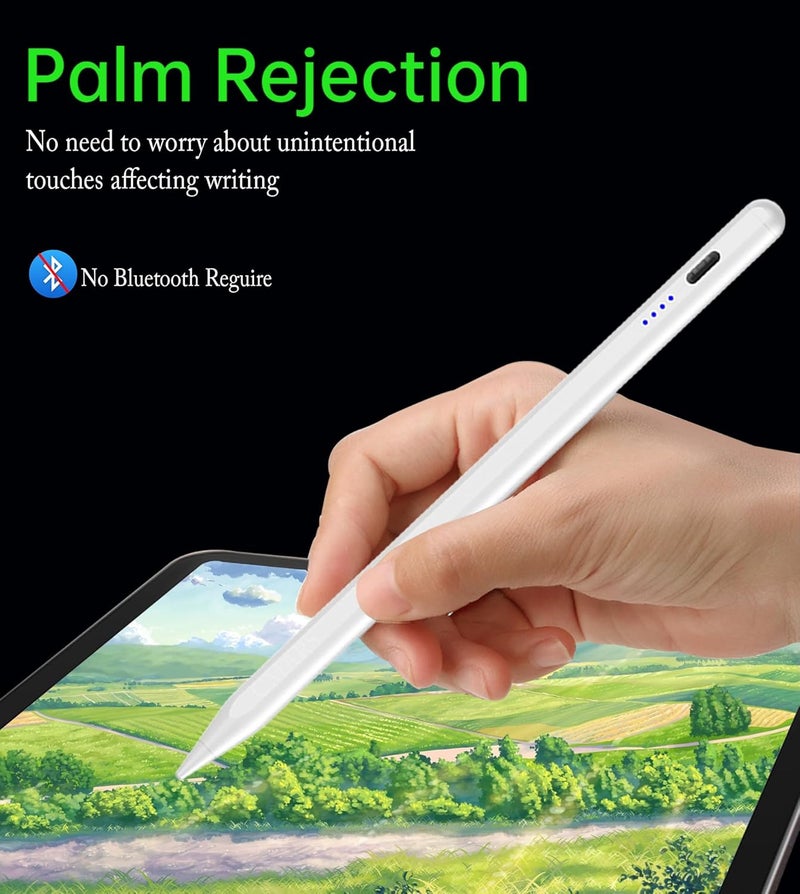 CMARS Stylus Pen for iPad(2018-2025), Pad Pencil 10th Generation with Palm Rejection, Active Digital Pencil Compatible with Apple iPad 6/7/8/9/10/A16, Pro 11"/12.9"/13"/M4, Mini 5/6, Air 3/4/5/M2/M3 -White - Image 5
